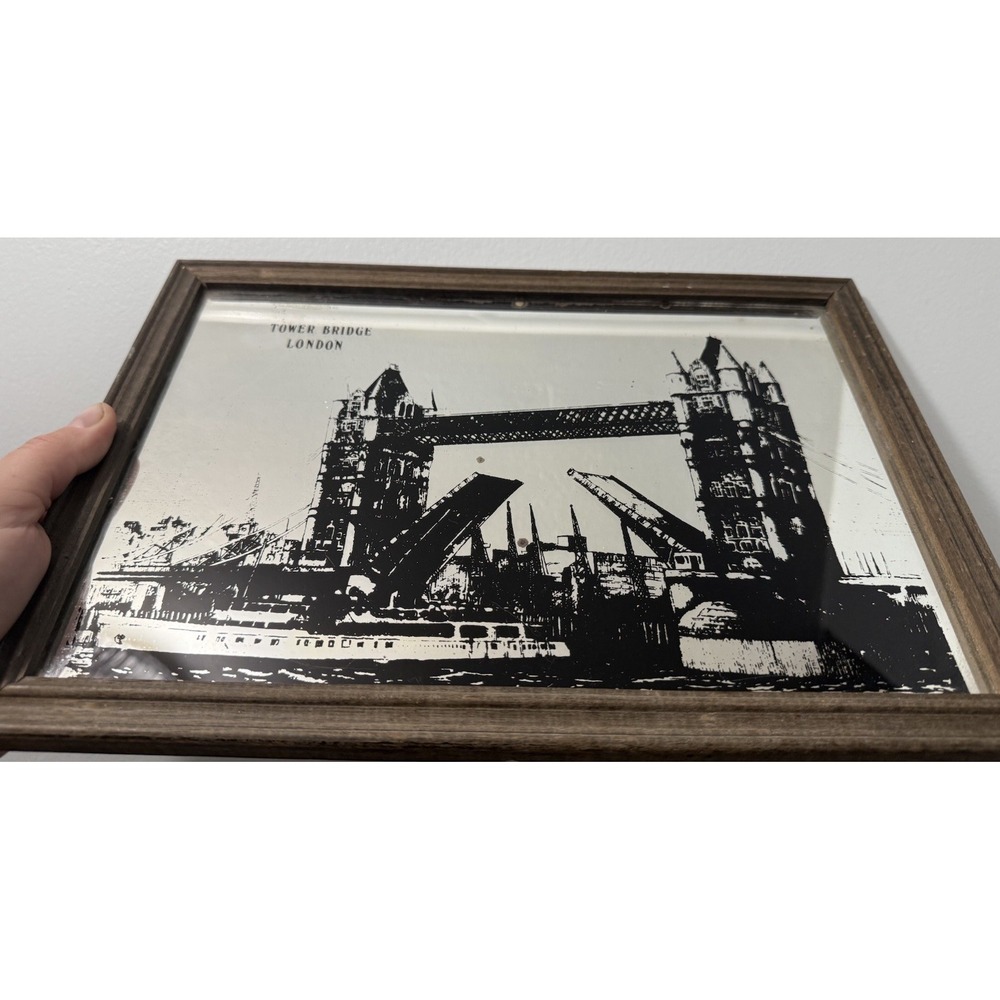 2 - Vintage 70s/80s London Bridge Piccadilly Circus Mirror Pub Bar Sign 13" X 9" - Picture 5 of 13